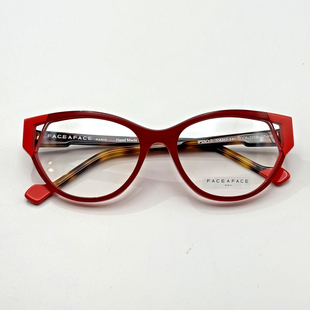 Face a Face Eyeglasses Frames Ipsso 2 2216 Red Cat Eye 55-17-140 New Authentic